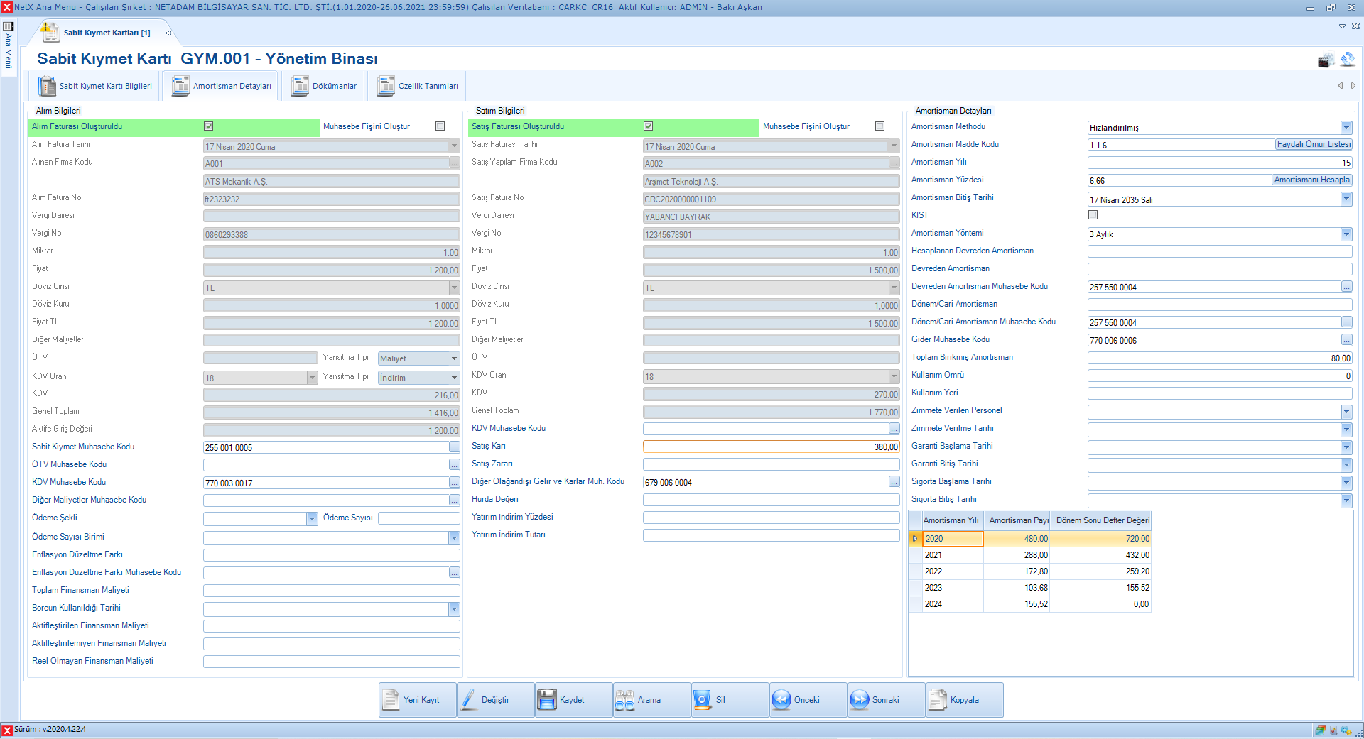 Amortisman Detayları