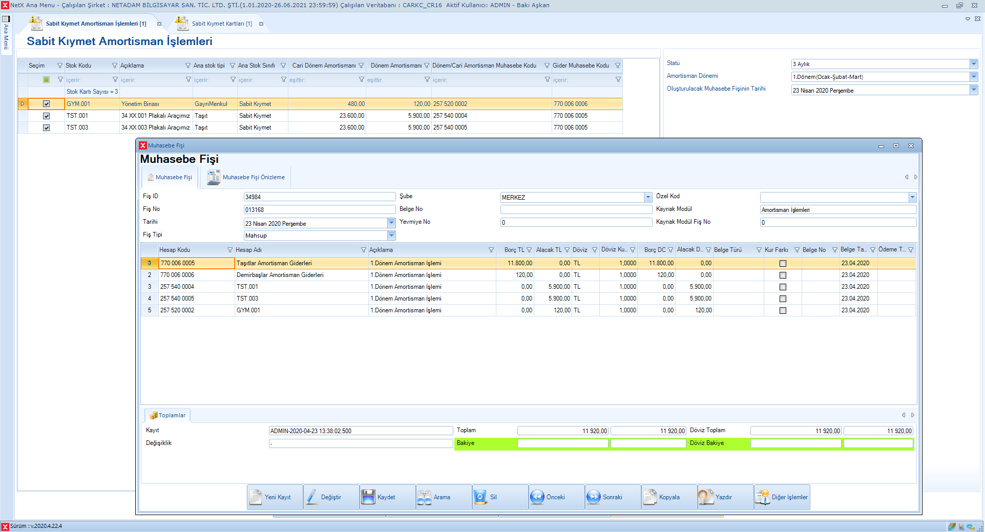 Amortisman İşlemleri Muhasebeleştirme