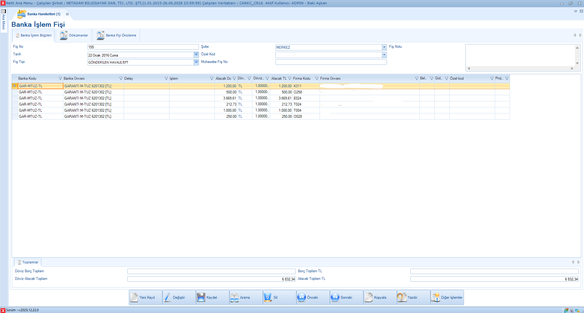 Banka İşlem Hareketleri