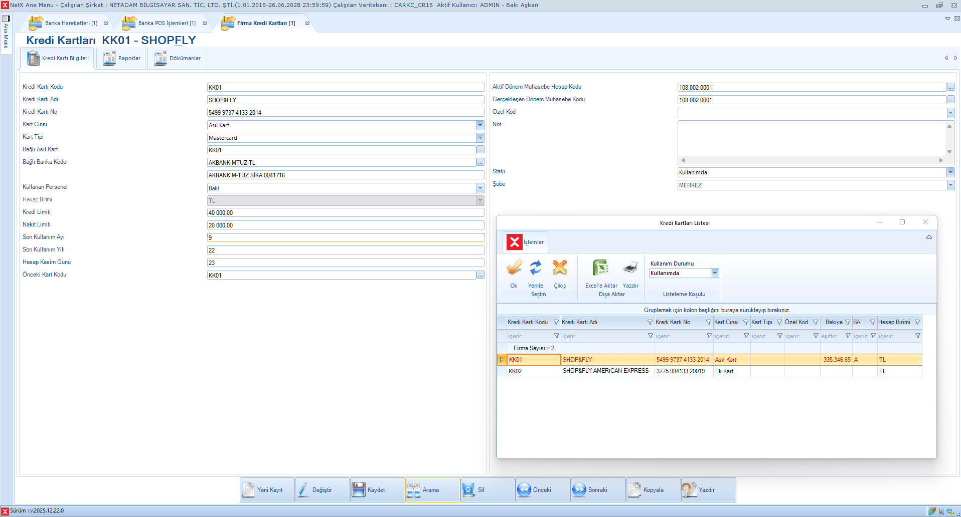 Firma Kredi Kartları İşlemleri