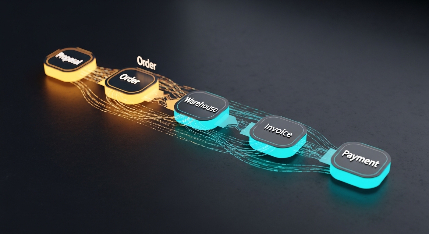 ERP ve CRM veri akışı — tekliften tahsilata süreç zinciri