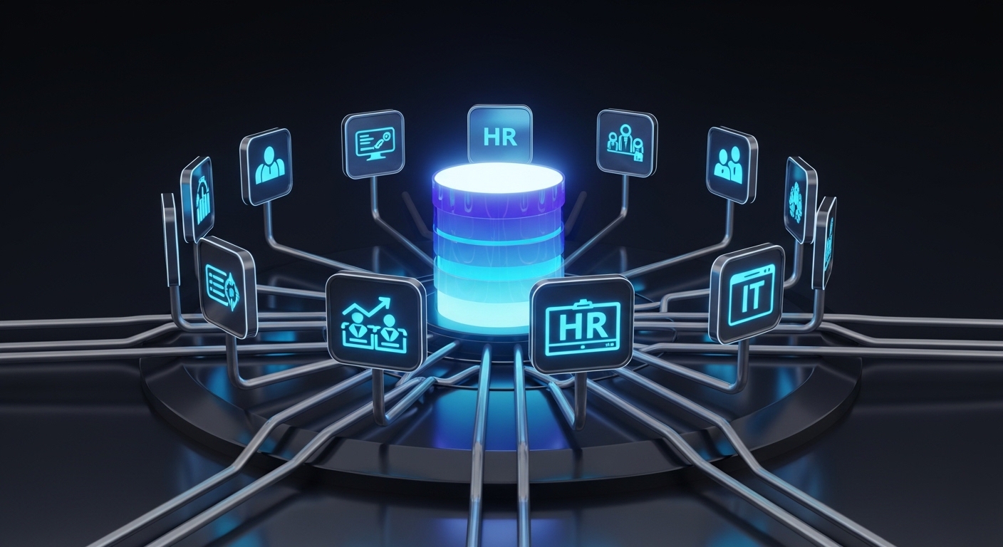 ERP modüler mimari merkezi veritabanı ile departman bağlantıları