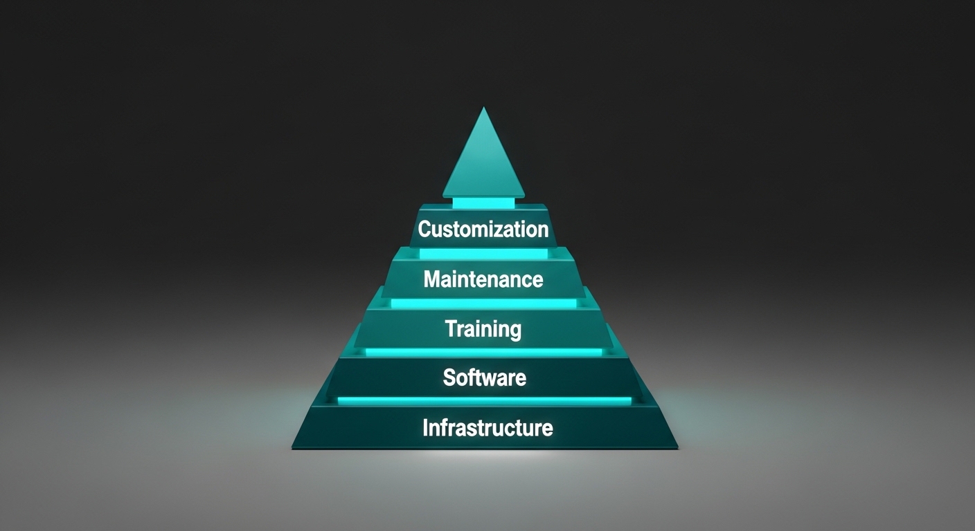 ERP toplam sahip olma maliyeti TCO bileşenleri — lisans, kurulum, bakım, eğitim, özelleştirme