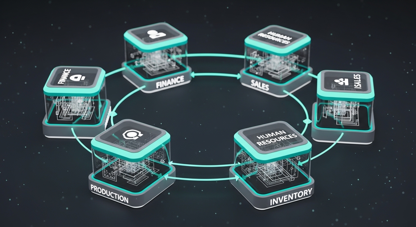 ERP programı temel modülleri — finans üretim stok satış insan kaynakları