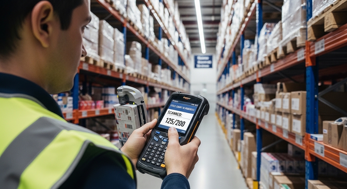 El terminali ile depoda stok sayımı ve barkod okutma