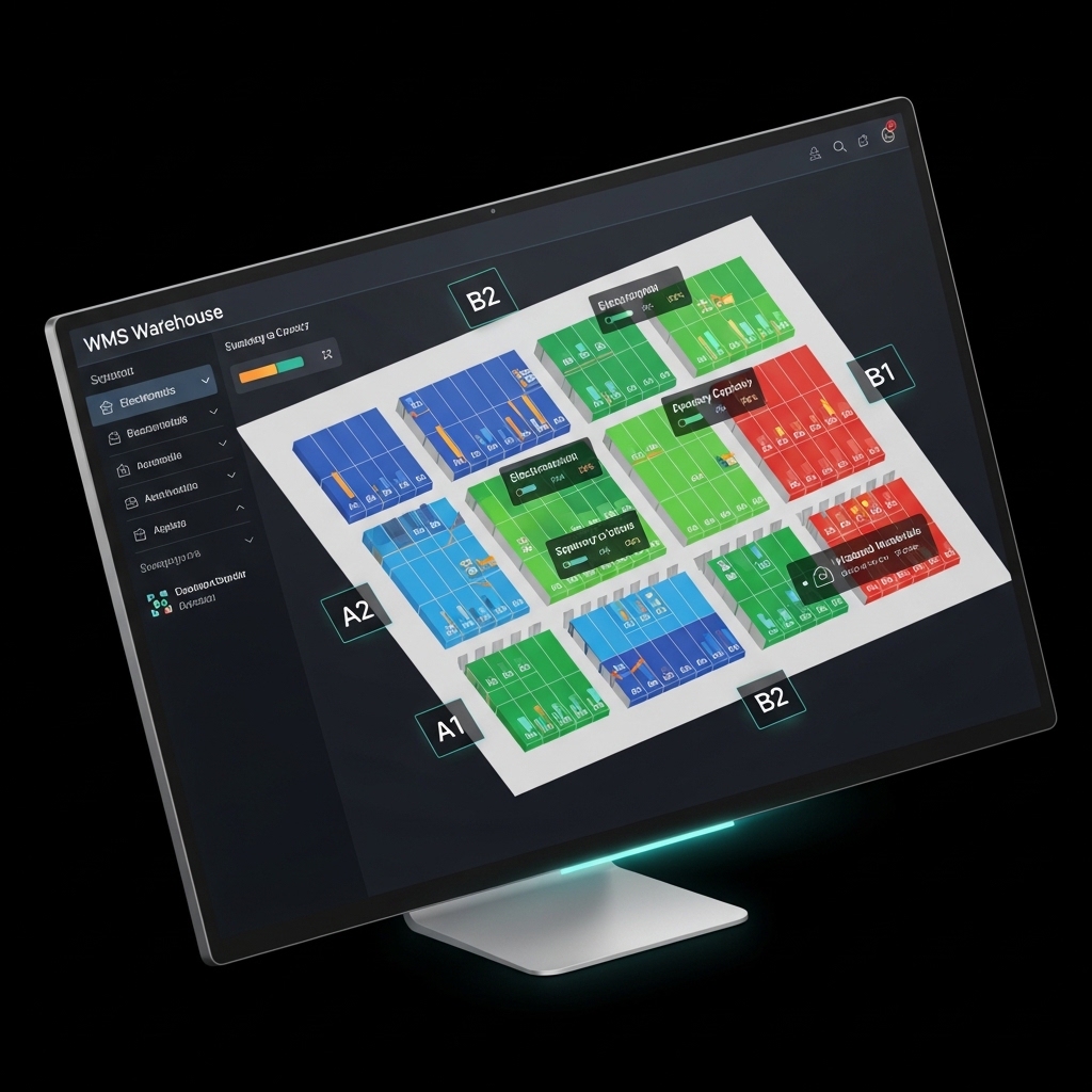 Stok takip programında depo yönetimi ve raf düzeni ekranı